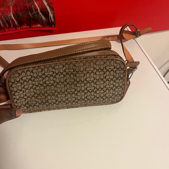 Y2k Vintage Coach Brown Textured Crossbody Bag with Monogram - Picture 3 of 12